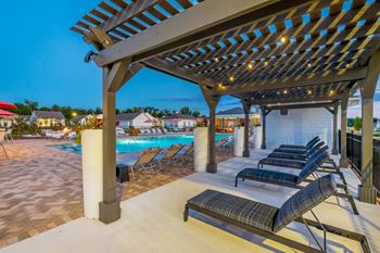 Sundeck with pergola and chaise lounges